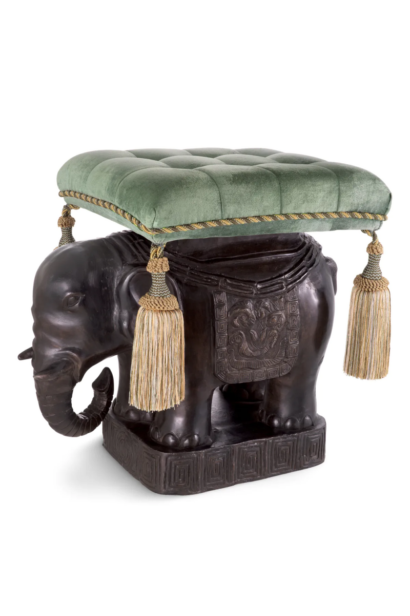 Puff de Terciopelo Verde y Bronce | Eichholtz Elephant | Oroa.es