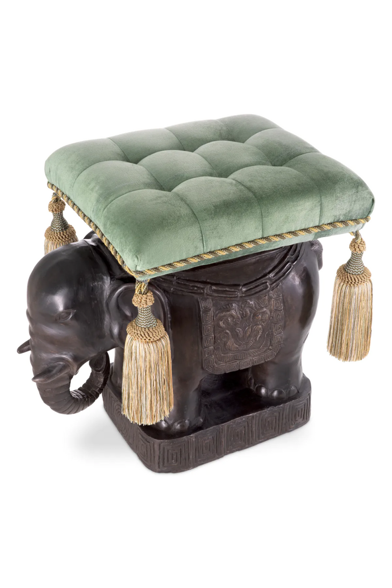 Puff de Terciopelo Verde y Bronce | Eichholtz Elephant | Oroa.es