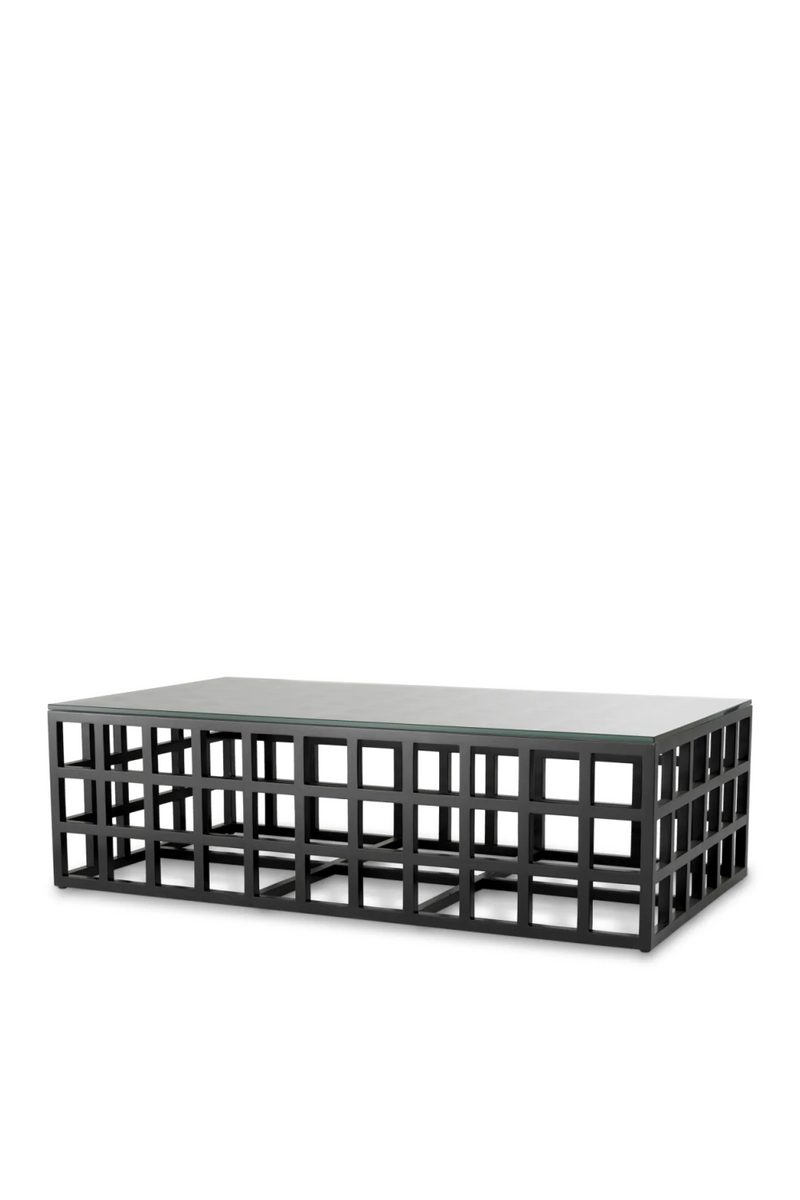 Mesa de Centro Rectangular de Madera Negra y Vidrio | Eichholtz Cubico | Oroa.es