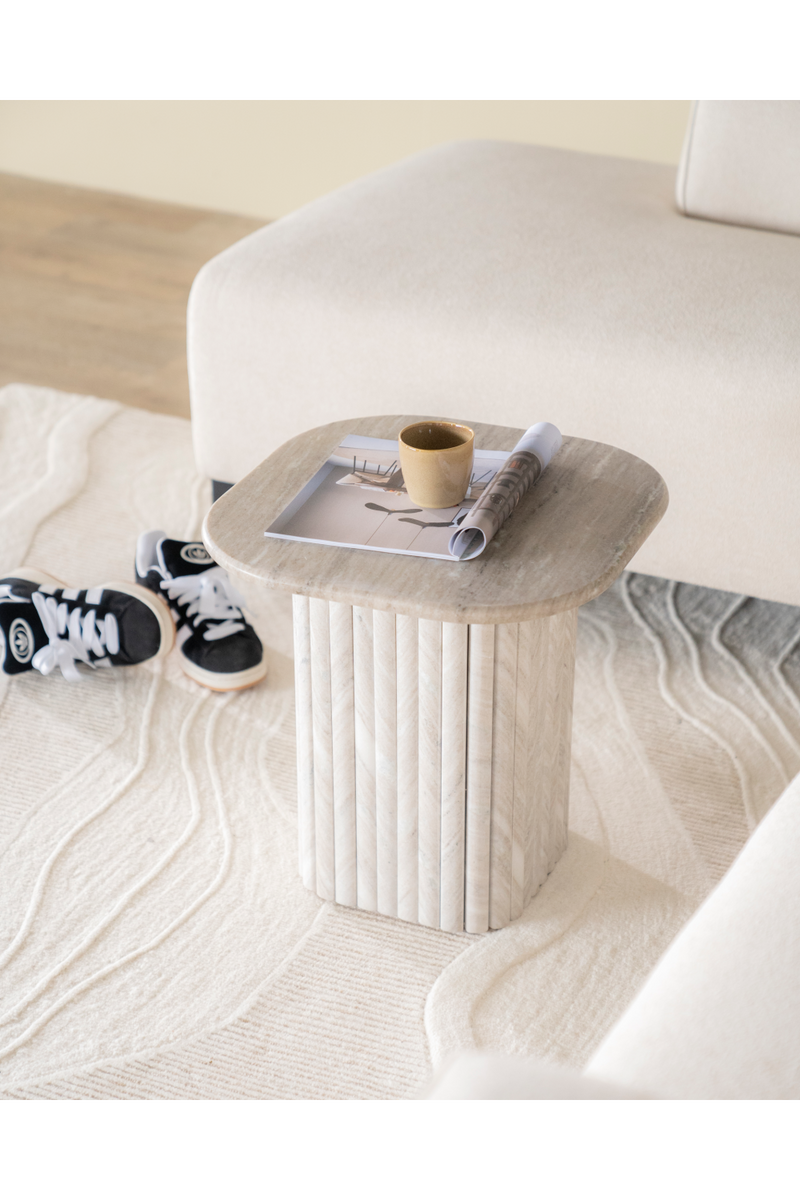 Mesa Auxiliar de Mármol y Madera de Mango | OROA Home Dorique | Oroa.es