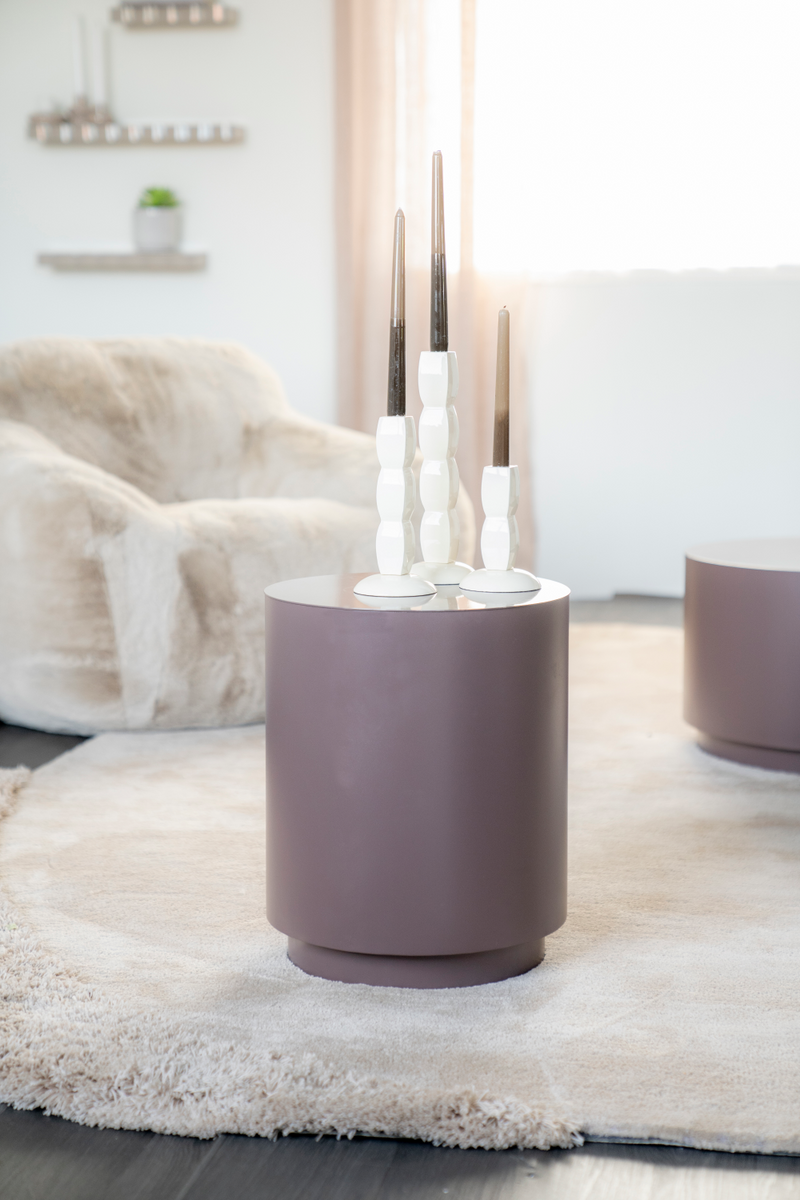 Mesa Auxiliar Redonda de Hierro Taupe Oscuro | OROA Home Mesita | Oroa.es