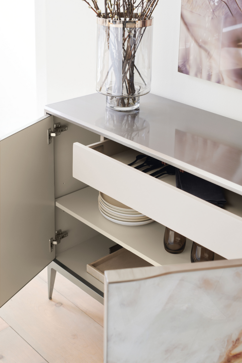 Aparador Niquelado Cepillado de Piedra de Ágata | Caracole Rock | Oroa.es