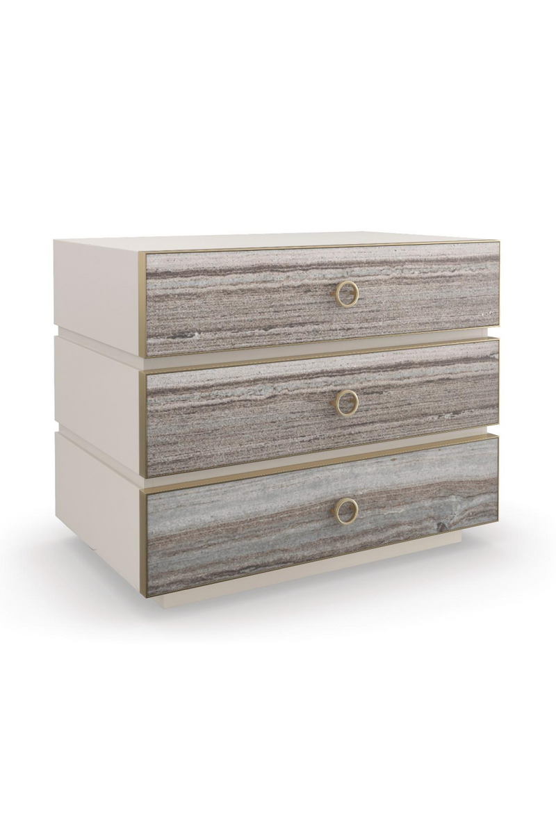 Mesita de Noche en Madera Leche de Almendra y Gres Gris | Caracole Bedrock | Oroa.es