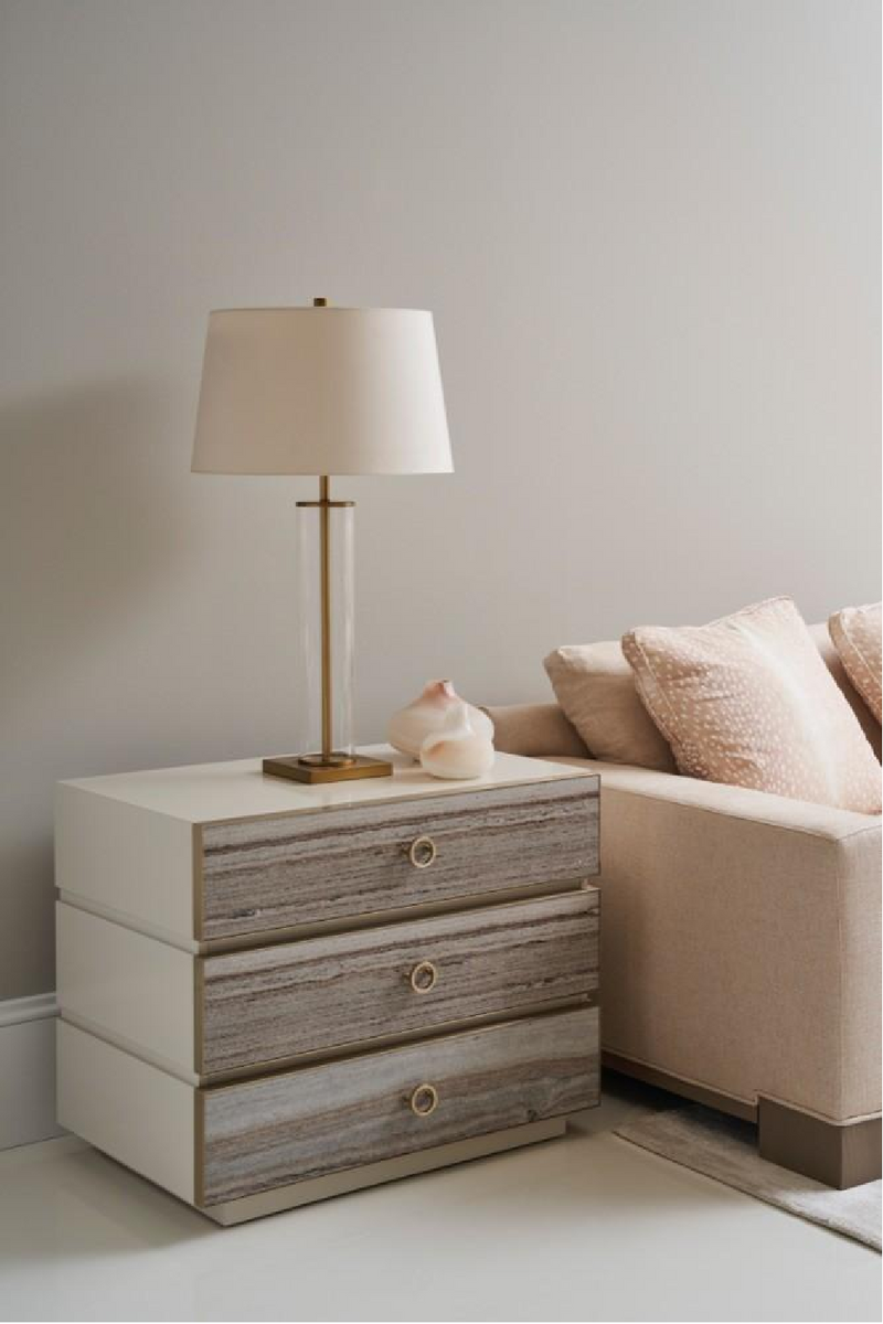 Mesita de Noche en Madera Leche de Almendra y Gres Gris | Caracole Bedrock | Oroa.es