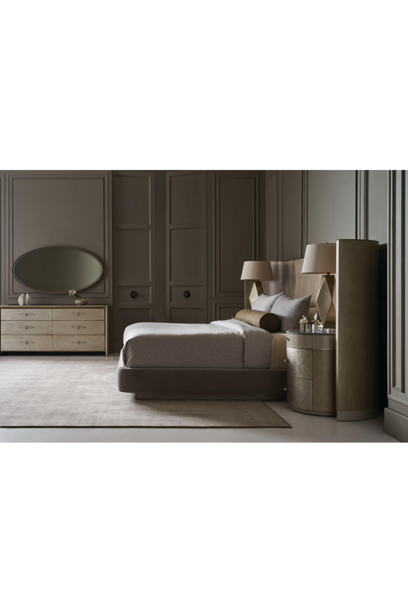 Mesita de Noche Redonda en Madera y Piedra Gris | Caracole Hang | Oroa.es