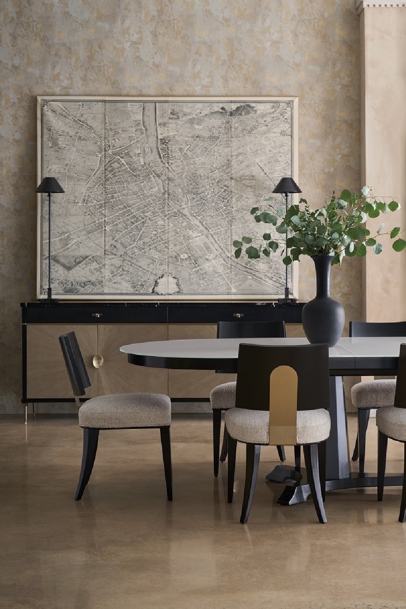 Silla de comedor negra de madera curvada (2) | Caracole Champagne | Oroa.es