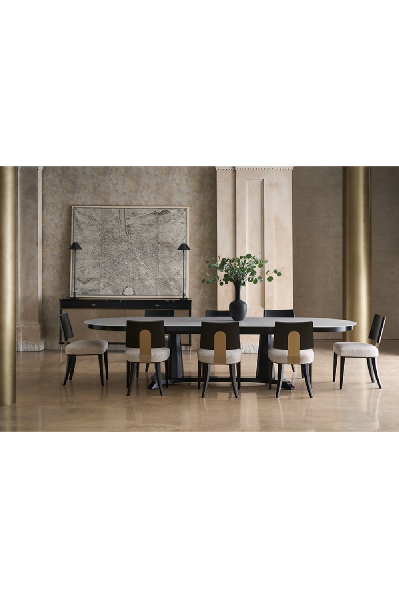 Silla de comedor negra de madera curvada (2) | Caracole Champagne | Oroa.es