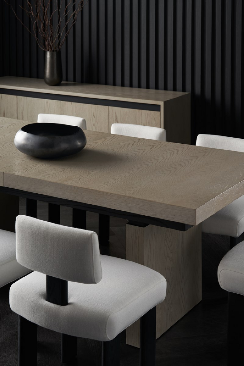 Chaise de salle à manger moderne en lin blanc | Caracole Perry | Oroa.es