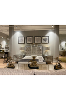 Mesita de Noche de Níquel Cepillado y Piedra Natural | Caracole Gem L | Oroa.es