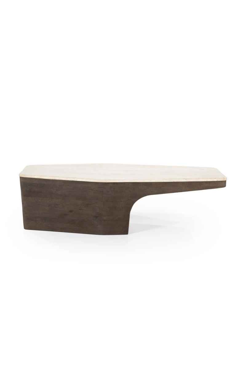 Mesa de Centro de Madera de Mango y Travertino | Oroa Home Luna