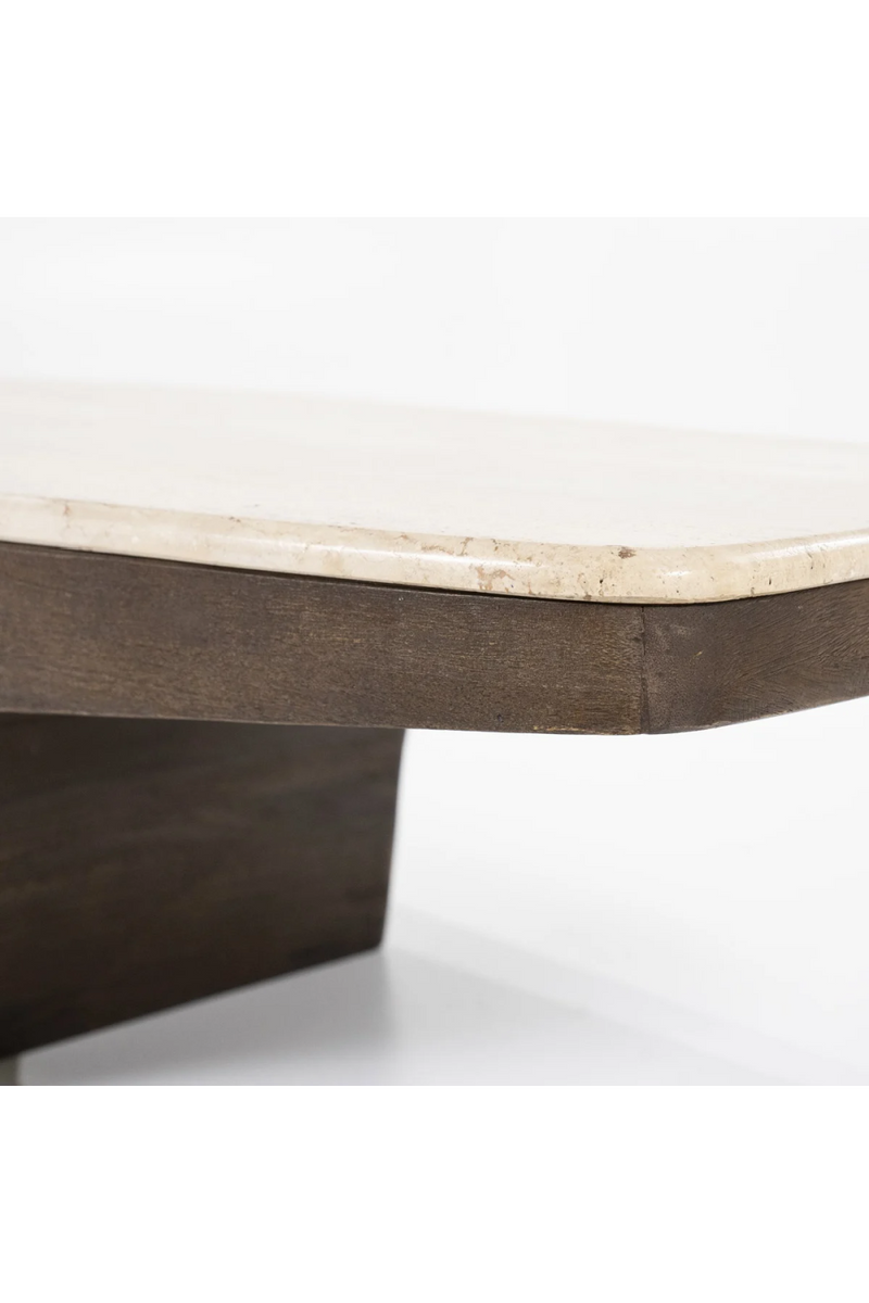 Mesa de Centro de Madera de Mango y Travertino | Oroa Home Luna