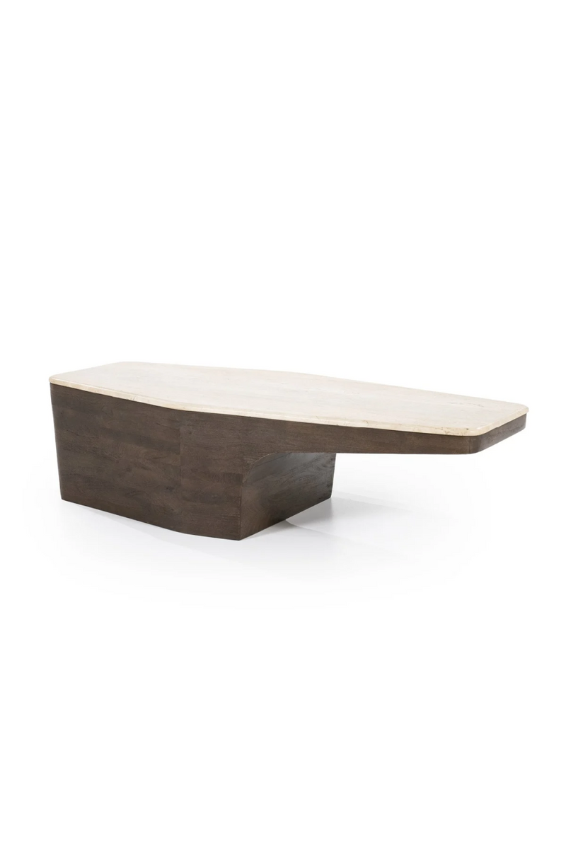 Mesa de Centro de Madera de Mango y Travertino | Oroa Home Luna