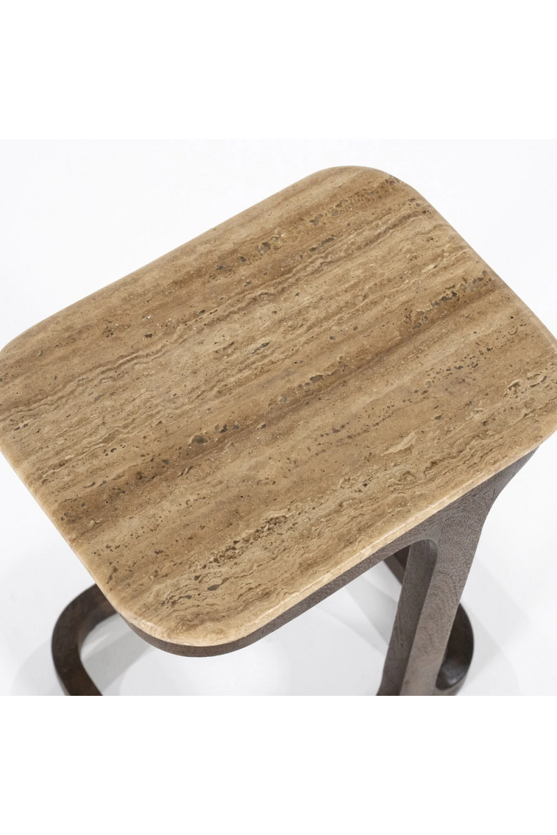 Mesa Auxiliar de Madera de Mango y Travertino | Oroa Home Tyler | Oroa.es