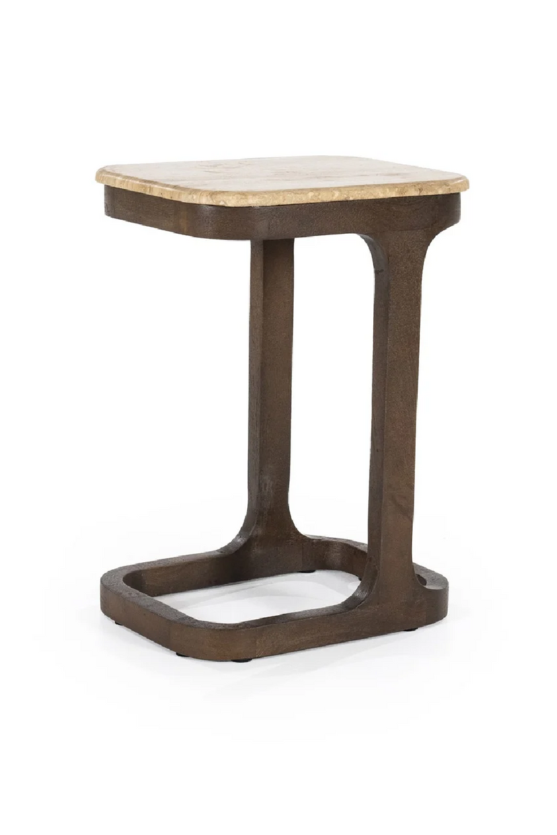 Mesa Auxiliar de Madera de Mango y Travertino | Oroa Home Tyler | Oroa.es