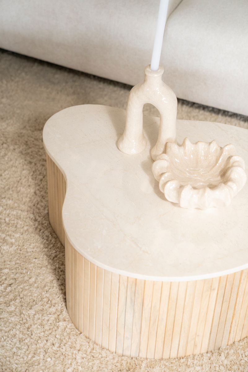 Mesa de Centro de Madera de Mango y Mármol | OROA Home Kira