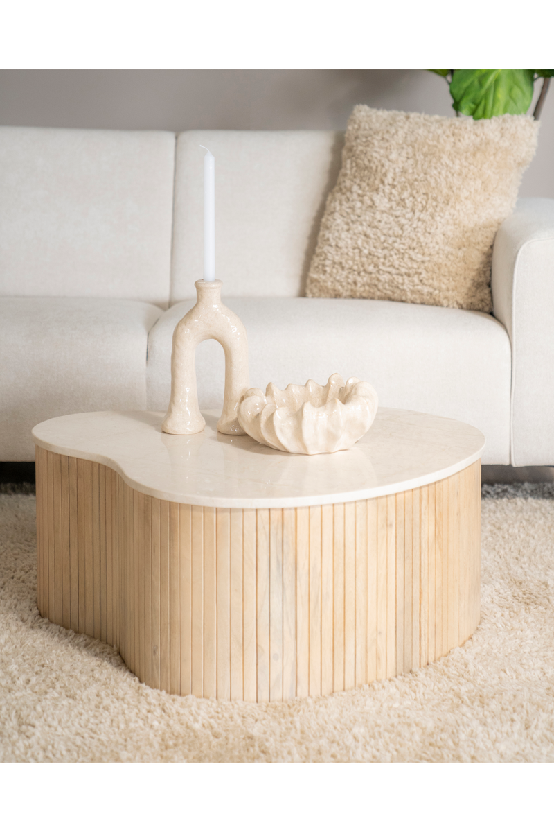 Mesa de Centro de Madera de Mango y Mármol | OROA Home Kira