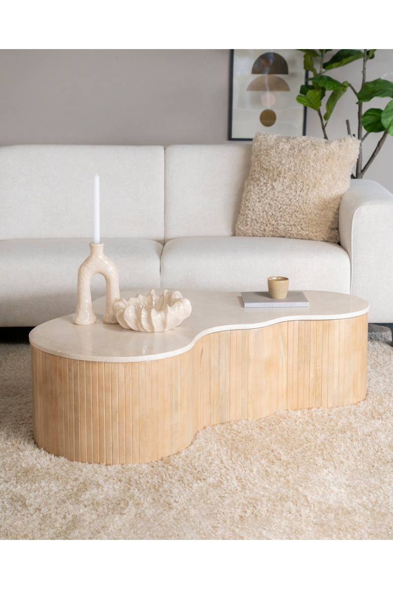 Mesa de Centro de Madera de Mango y Mármol | OROA Home Kira