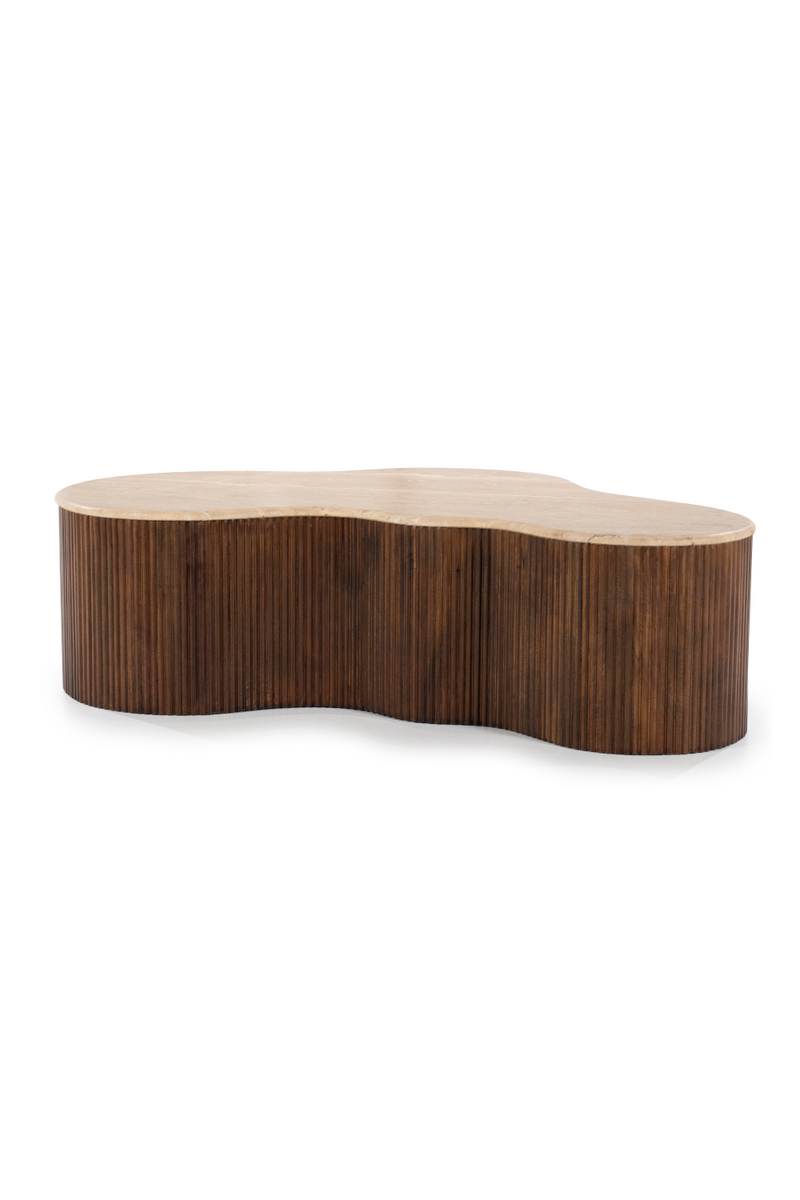 Mesa de Centro de Madera de Mango y Travertino | OROA Home Mari