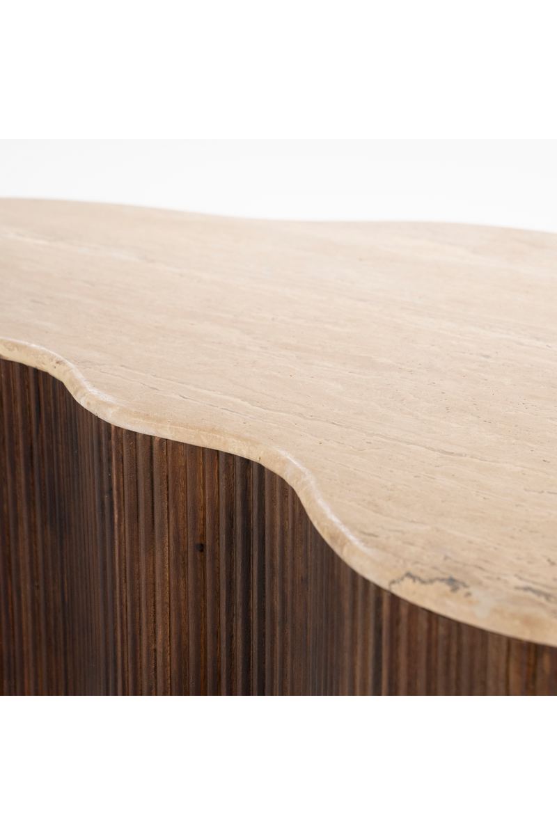 Mesa de Centro de Madera de Mango y Travertino | OROA Home Mari