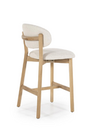 Taburete Madera de Roble Natural y Tejido Beige | OROA Home Mikky | Oroa.es