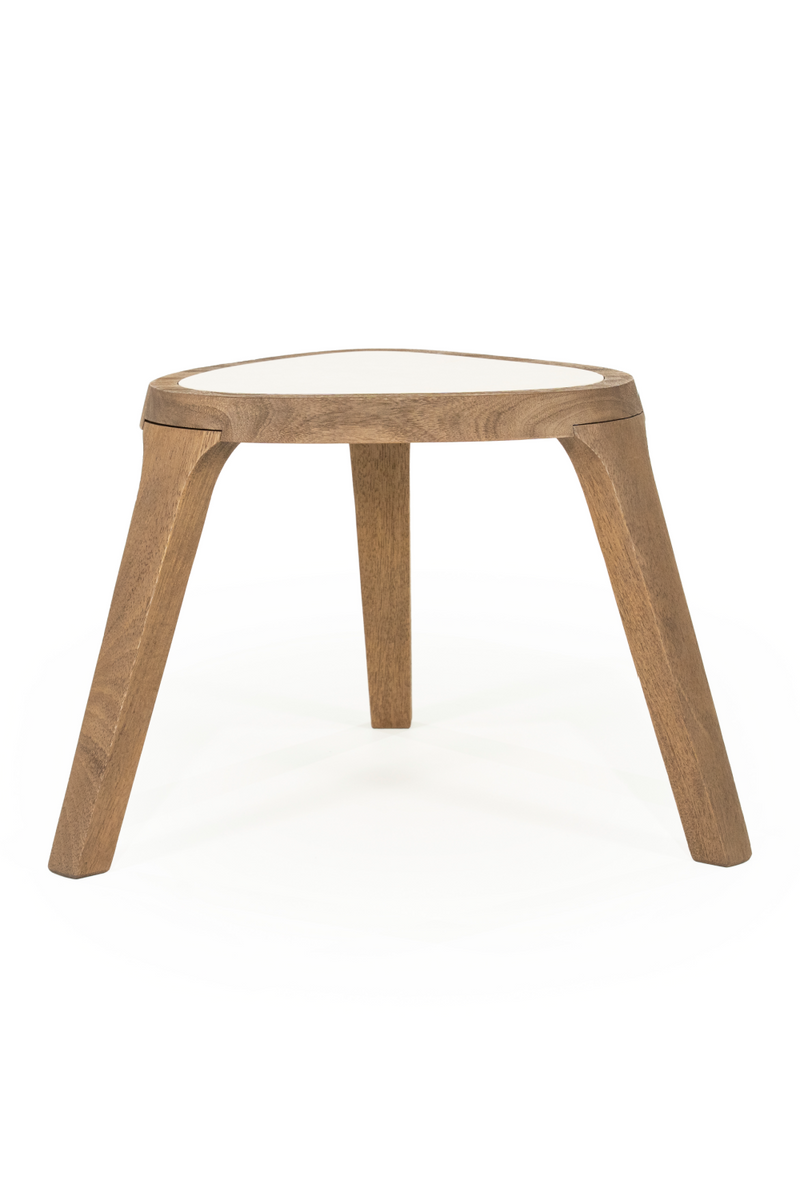 Mesa Auxiliar Triangular de Mármol Blanco | OROA Home Fred