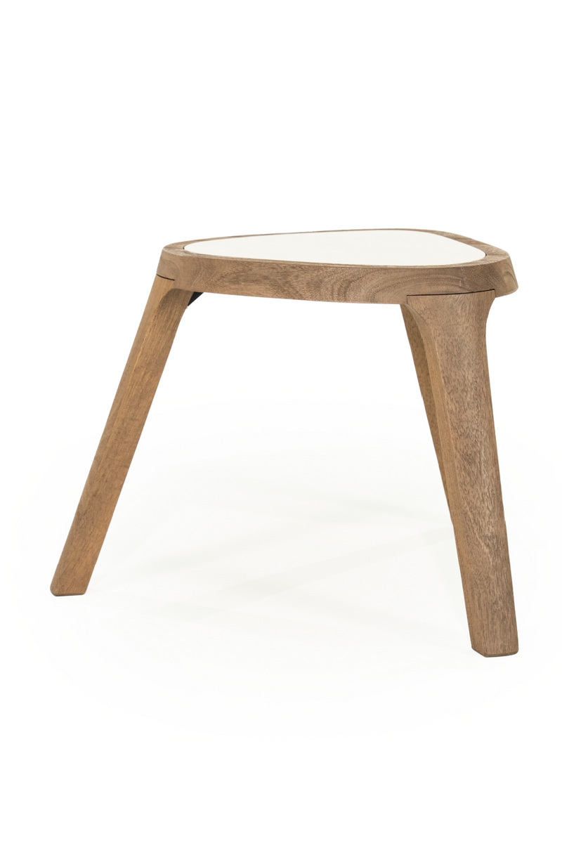 Mesa Auxiliar Triangular de Mármol Blanco | OROA Home Fred