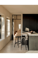 Taburete de Encimera de Roble Negro y Piel | Ethnicraft Osso | Oroa.es