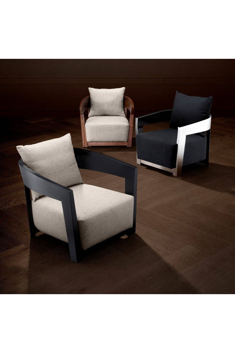 Sillón Negro Con Respaldar de Cojin | Eichholtz Rubautelli | OROA.es