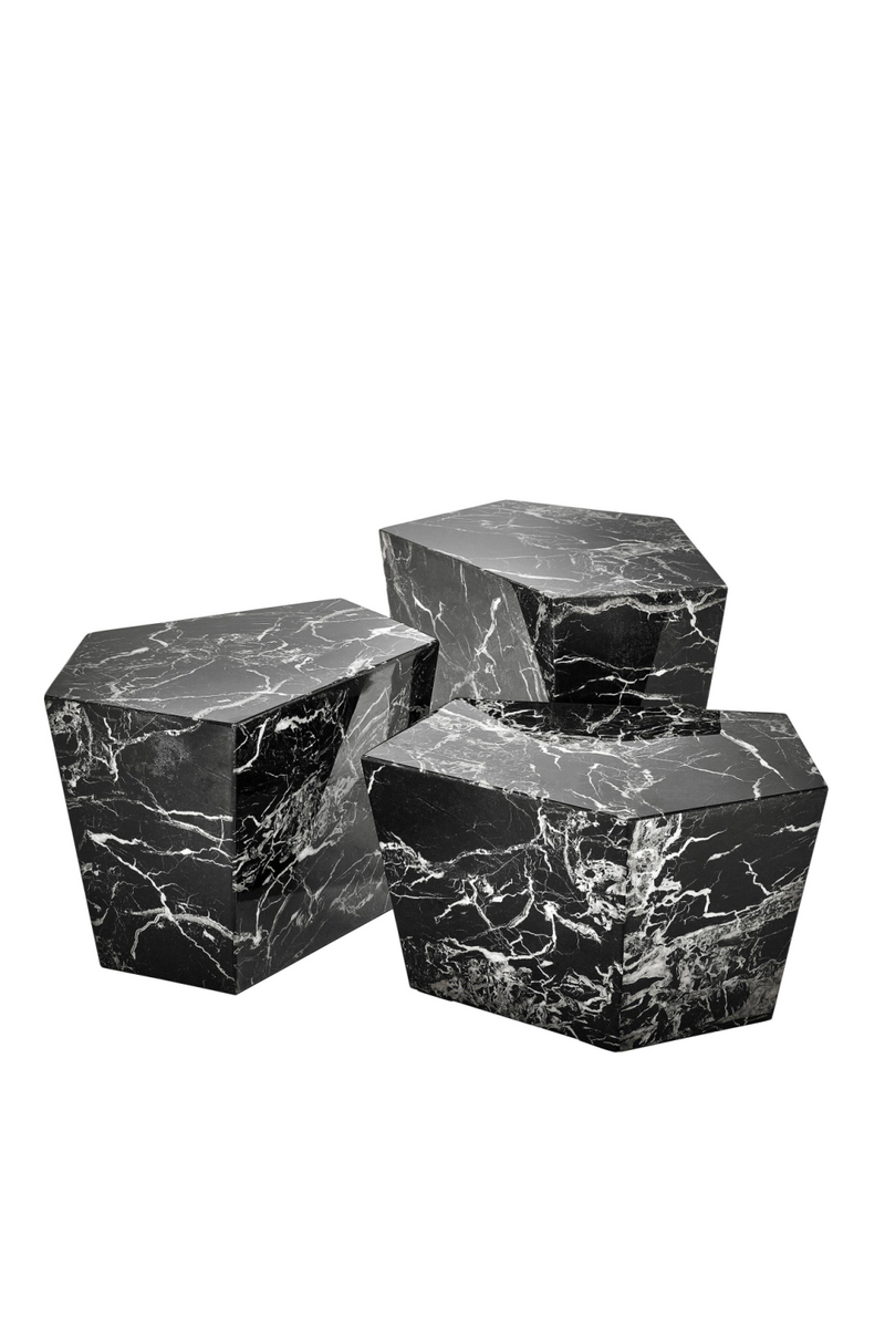 Mesa de Centro de Mármol Negro (Set de 3)| Eichholtz Prudential | OROA.es