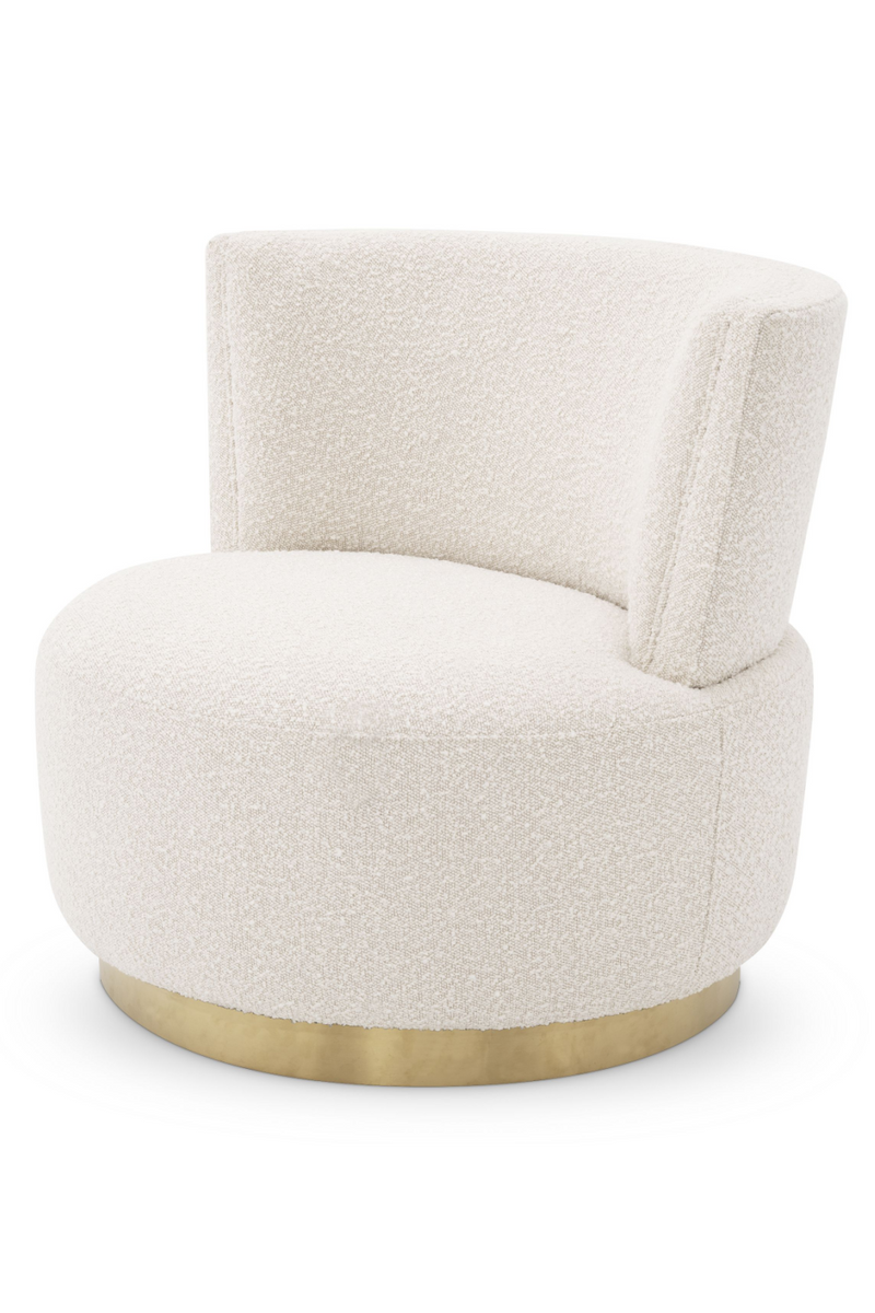 Silla Giratoria Bouclé Color Crema Con Latón | Eichholtz Alonso | Oroa.es