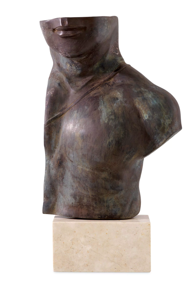 Estatua Torso en Bronce Envejecidio y Travertino | Eichholtz Torso Artem | Oroa.es