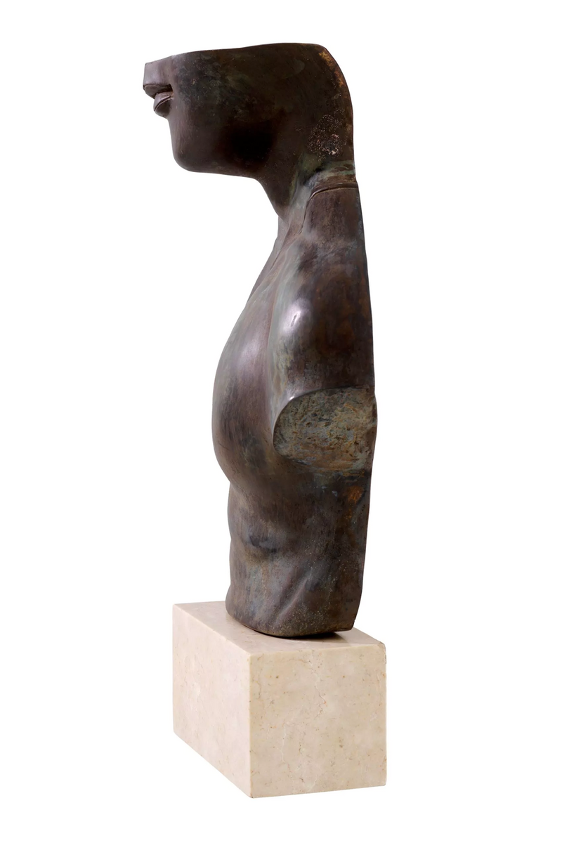 Estatua Torso en Bronce Envejecidio y Travertino | Eichholtz Torso Artem | Oroa.es