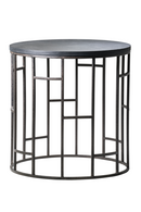 Black Wooden Top Circular Side Table | Andrew Martin Blackout | OROA