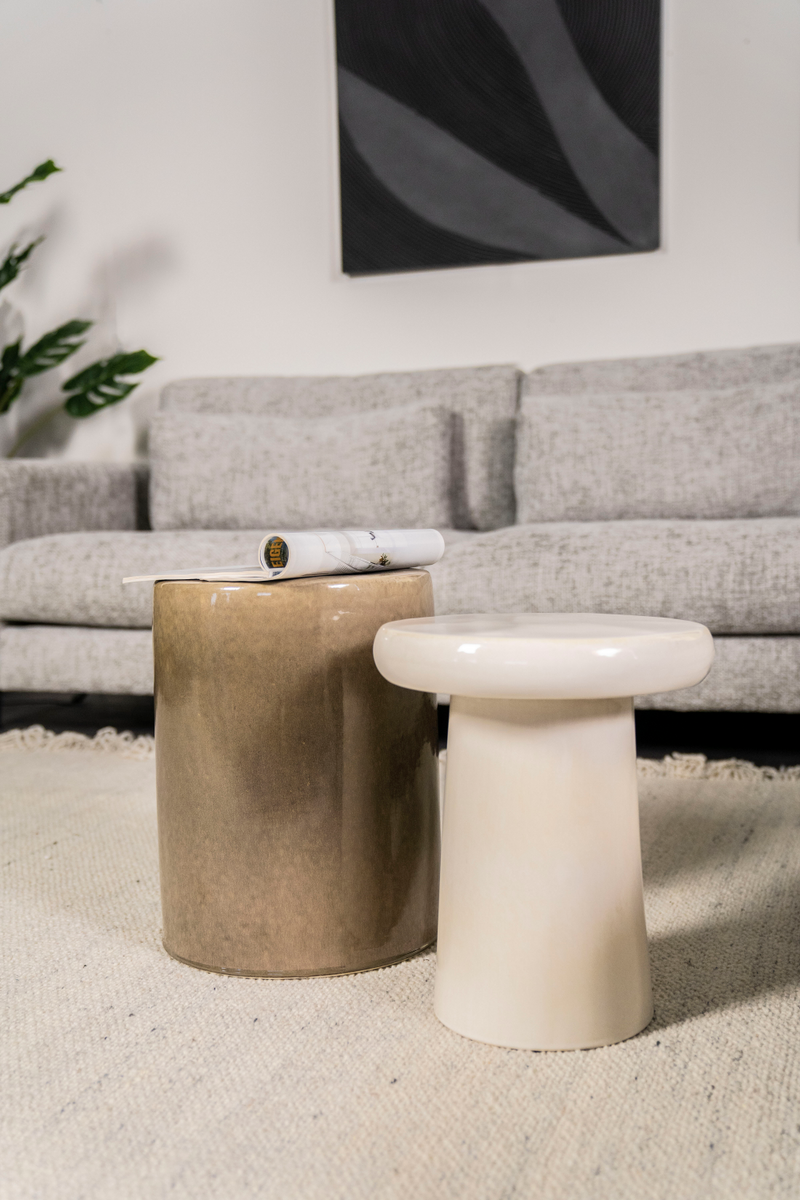 Mesa Auxiliar de Cerámica Crema | OROA Home Glaze | Oroa.es