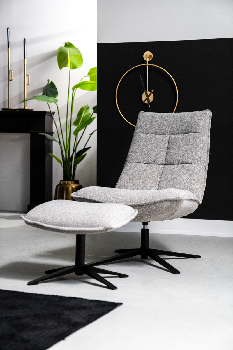 Sillón Giratorio con Reposapiés Gris Claro | OROA Home Marcus | Oroa.es