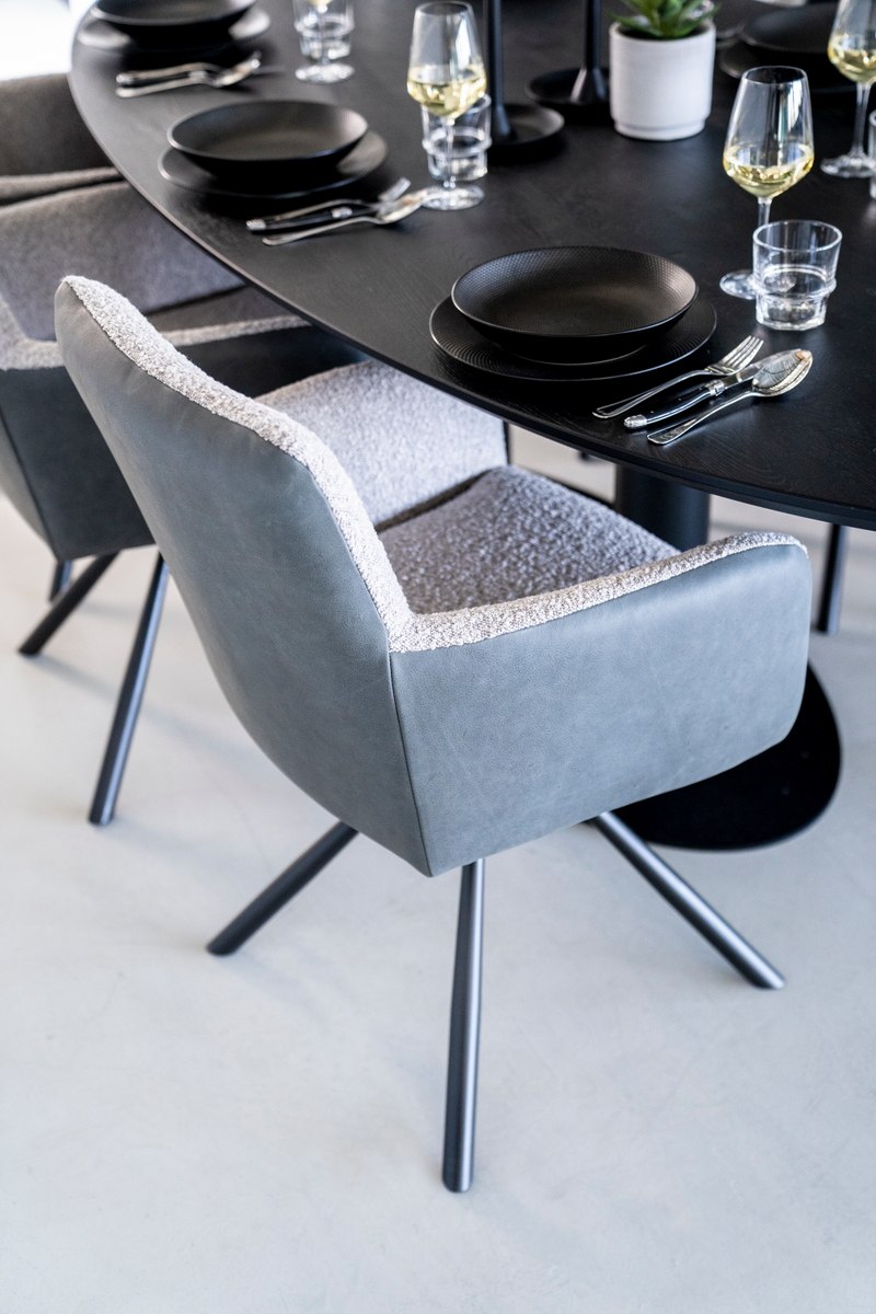 Silla de Comedor Beige Bouclé y Gris | OROA Home Sef | Oroa.es