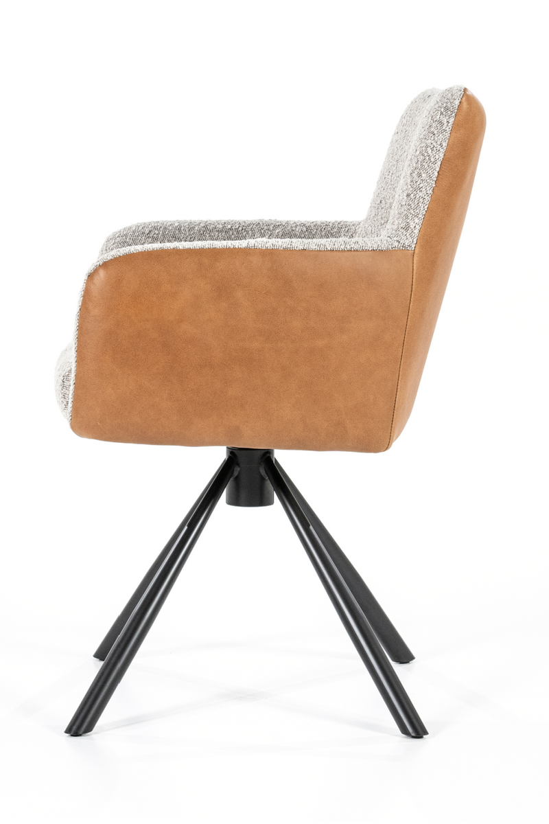 Silla de Comedor Beige Bouclé y Cognac | OROA Home Sef | Oroa.es