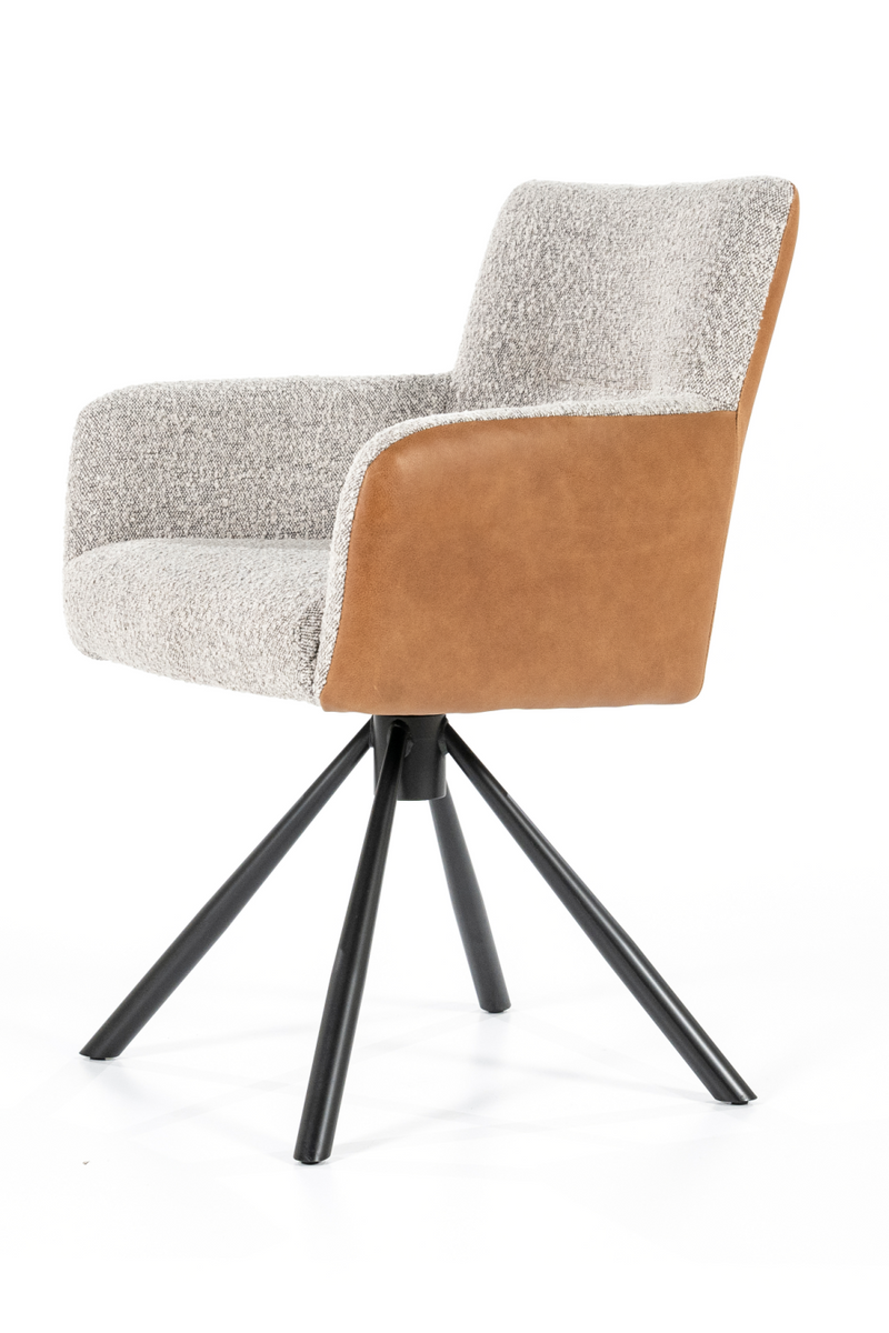 Silla de Comedor Beige Bouclé y Cognac | OROA Home Sef | Oroa.es