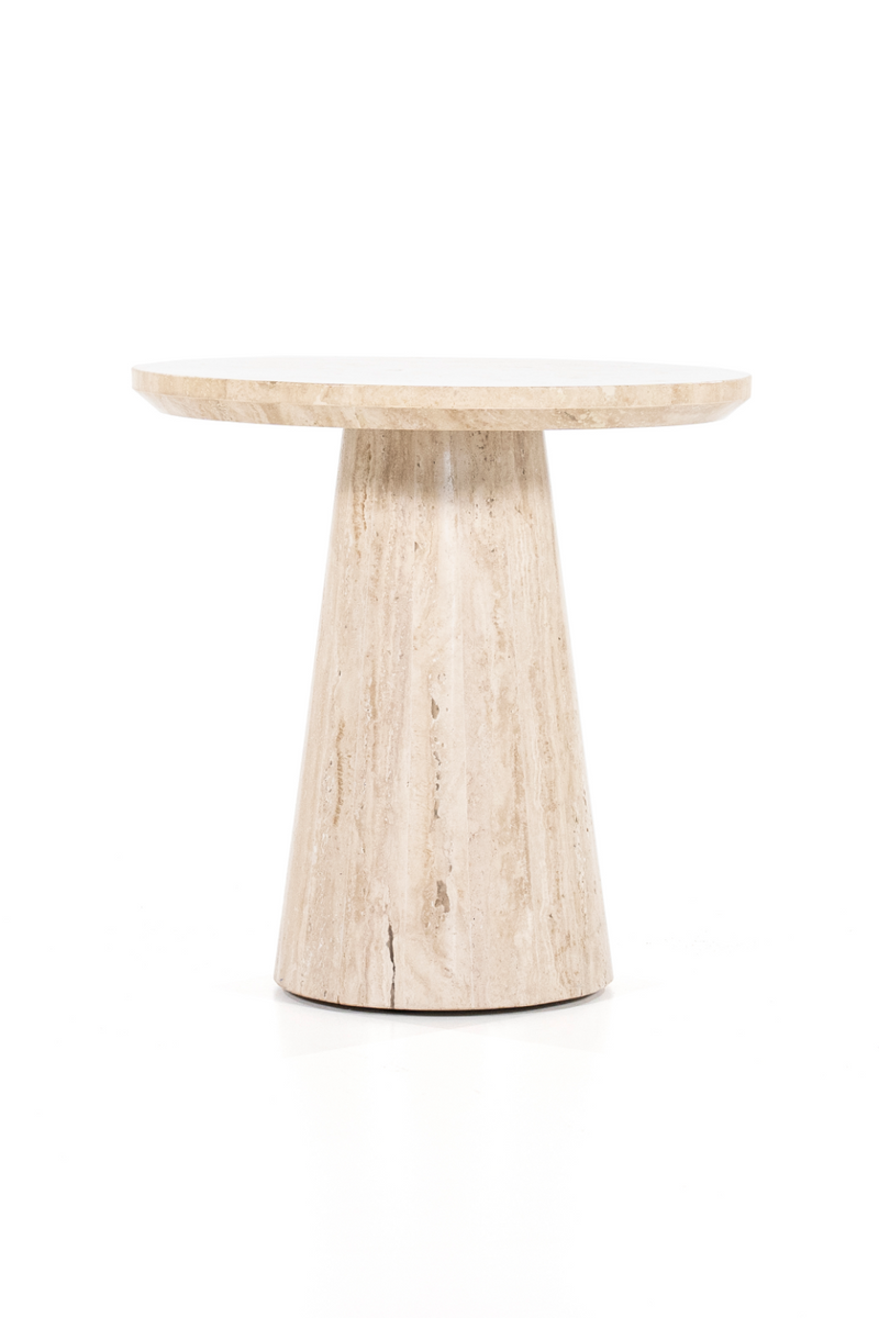 Mesa Auxiliar con Pedestal de Travertino | OROA Home Aime | Oroa.es