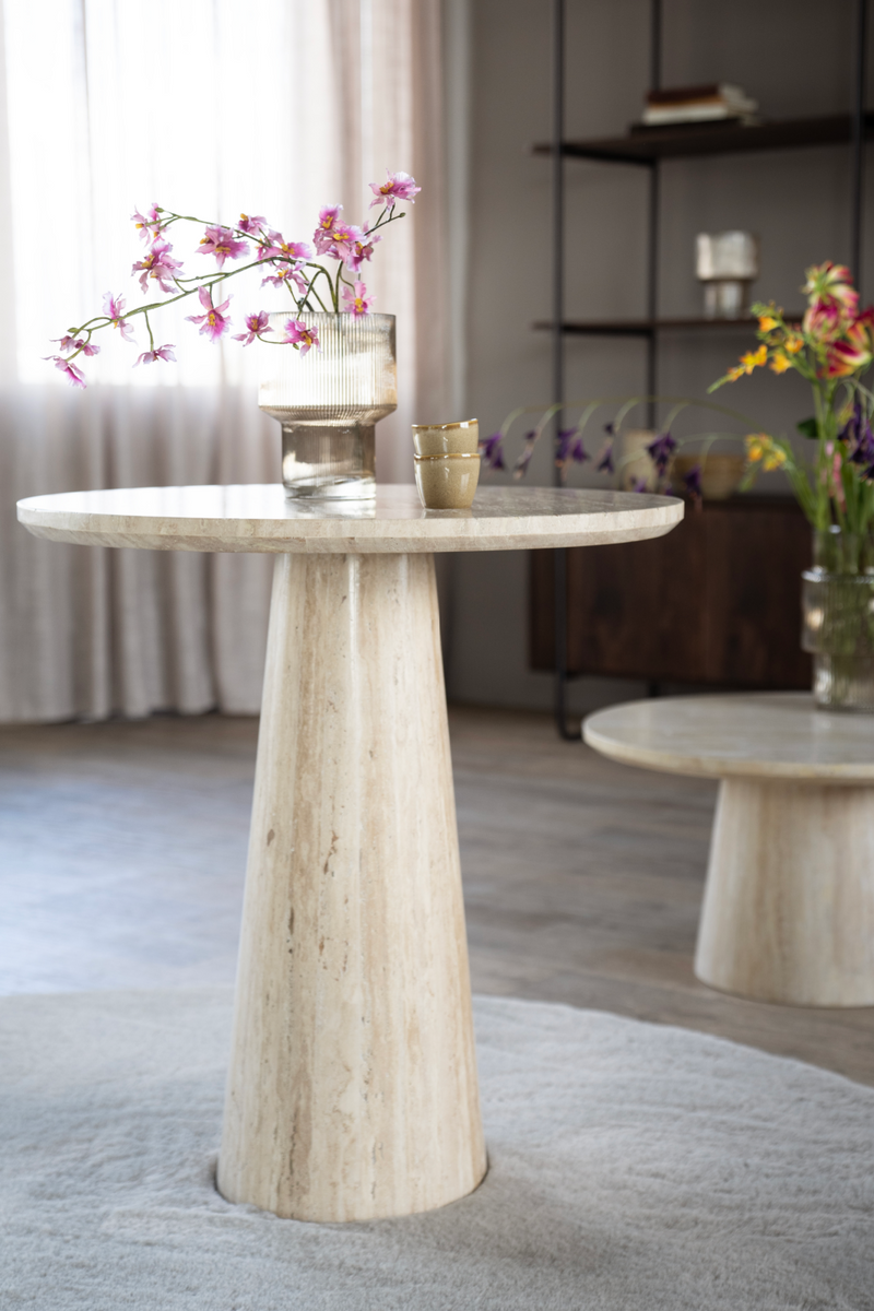 Mesa de Comedor con Pedestal de Travertino | OROA Home Aime | Oroa.es