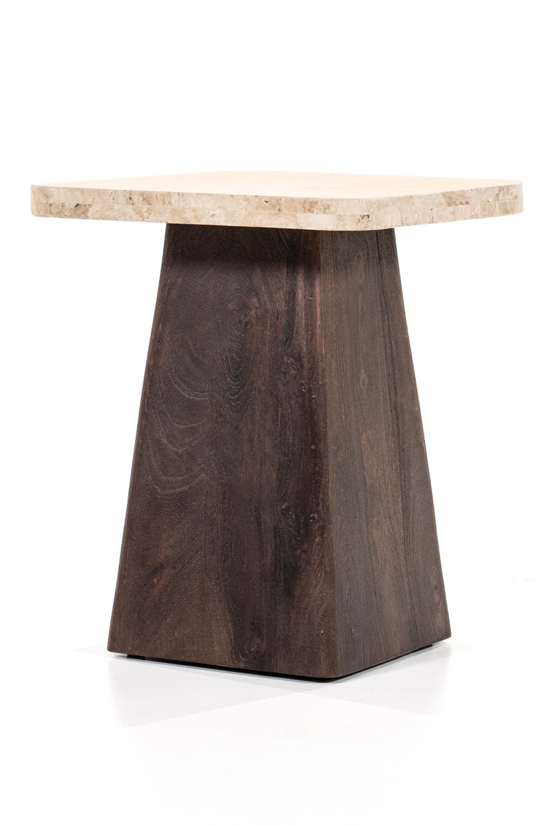 Mesa Auxiliar de Madera y Travertino | OROA Home Travis | Oroa.es