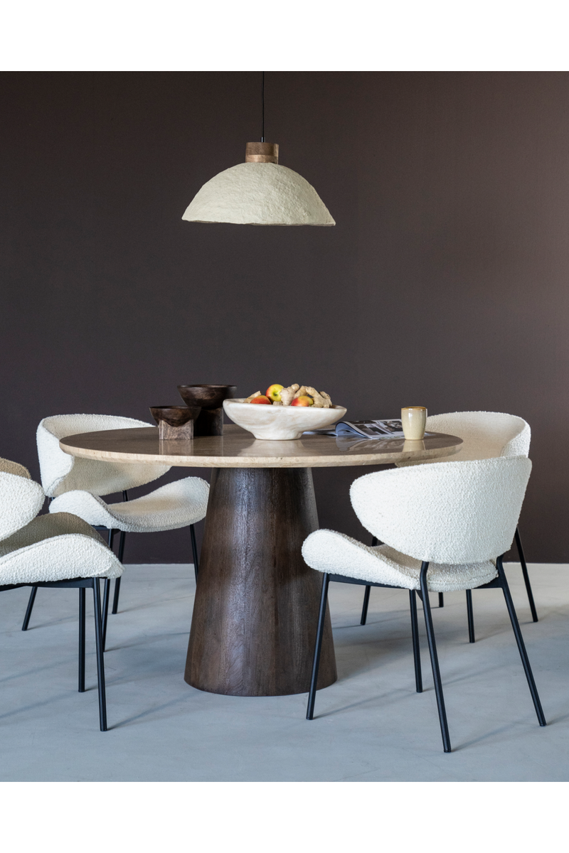 Mesa de Comedor con Pedestal de Travertino | OROA Home Aikin | Oroa.es