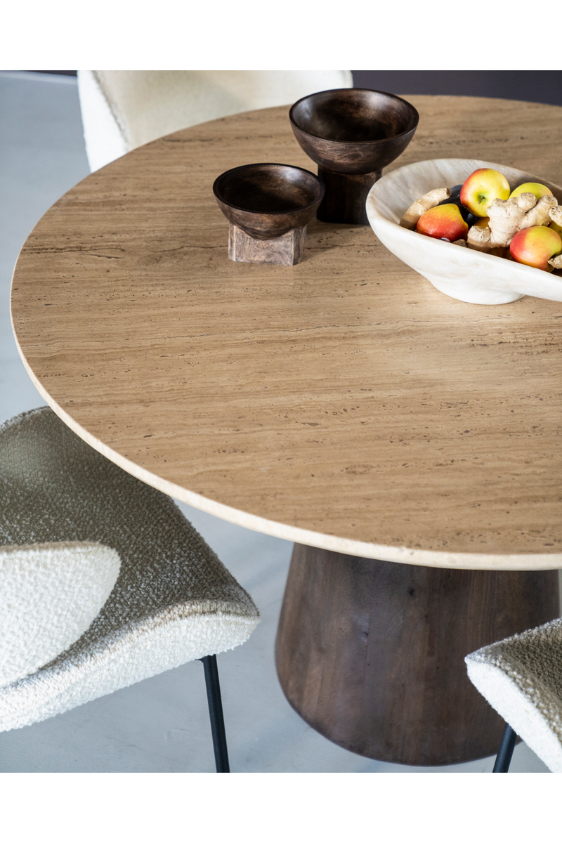 Mesa de Comedor con Pedestal de Travertino | OROA Home Aikin | Oroa.es