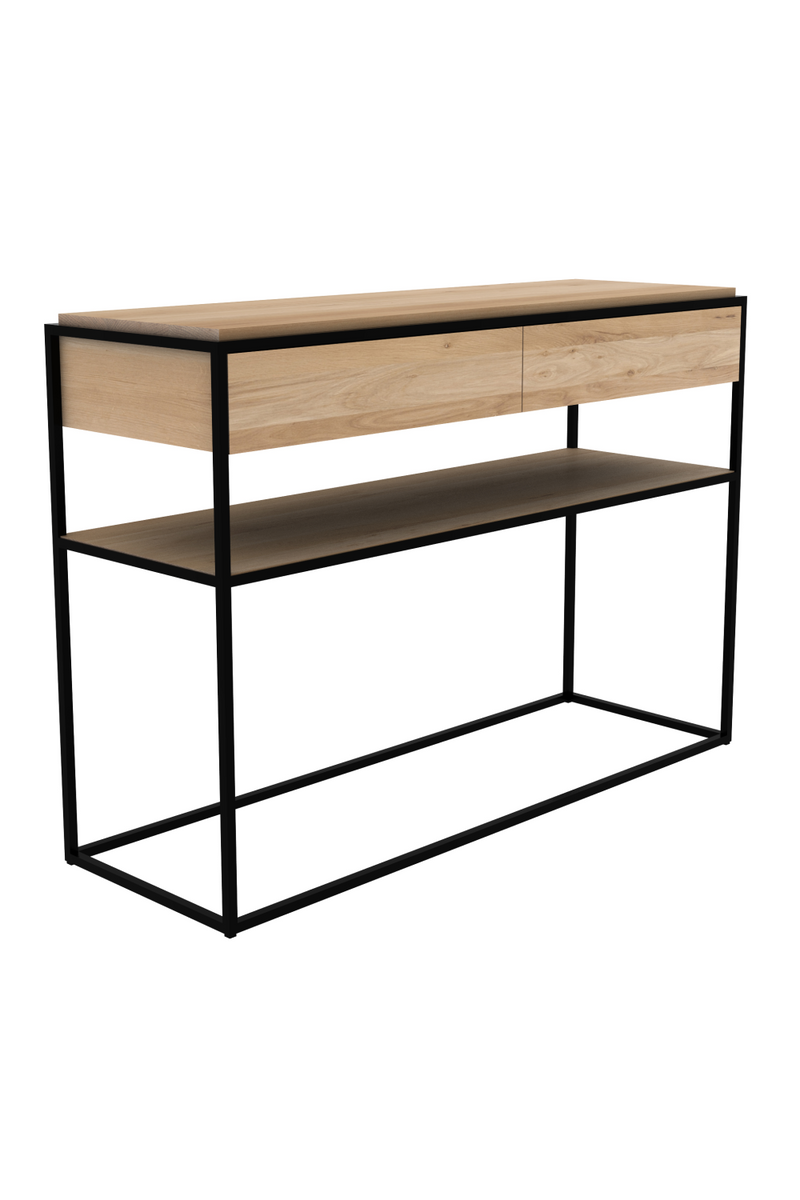 Mesa Consola Rectangular con 2 Cajones | Ethnicraft Monolit | Oroa.es